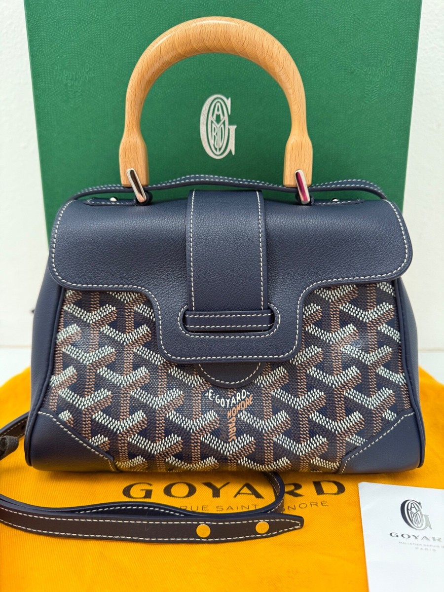 Goyard Saigon Souple Mini Bag Navy Blue Goyardine Palladium Top