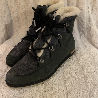 SOREL Sneakchic Alpine Holiday Boot Women's Black/Dark Stone Shearling 