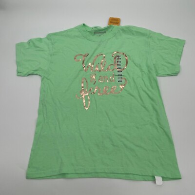 Browning Womens Shirt Medium Green Gold Wild Free Short Sleeves Casual New