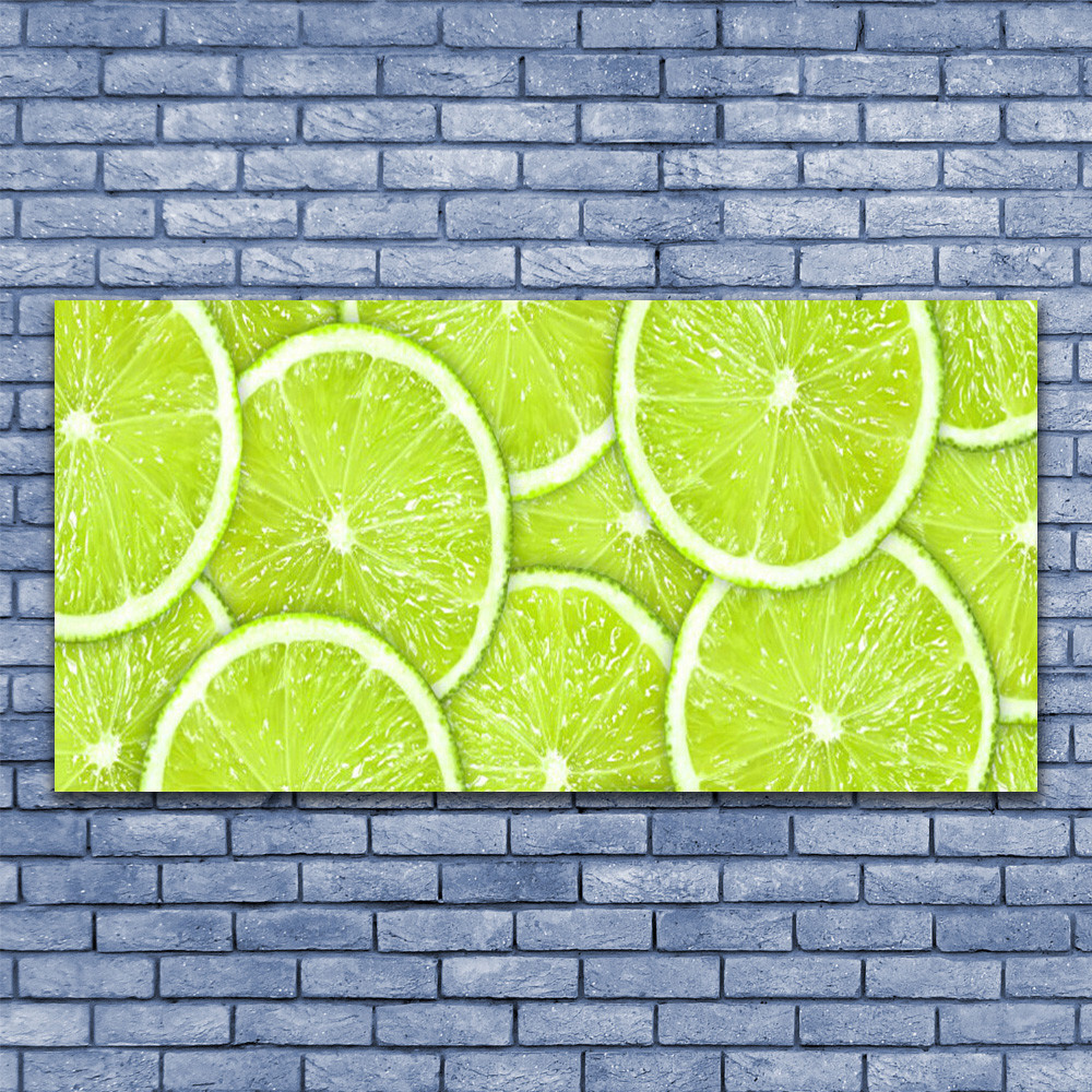 Tableau cuisine citron vert 140x70 cm impression sur toile moderne pour décoration murale