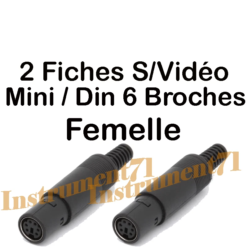 2 Fiches Mini Din  6 Broches Femelle Capot Plastique Connections à Souder - Photo 1/1
