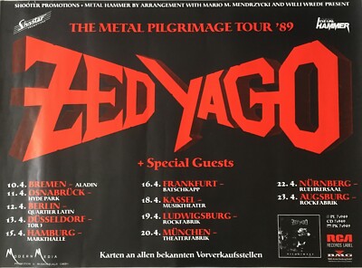ZED YAGO The Metal Pilgrimage Tour 89 Konzertplakat Poster gerollt Sammlerstück