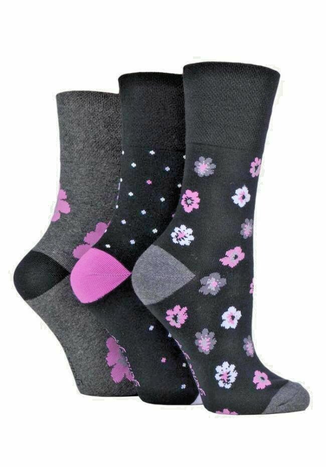 3 PAIRS LADIES OR MENS LOOSE TOP COTTON SOCKS FOR SWOLLEN ANKLES