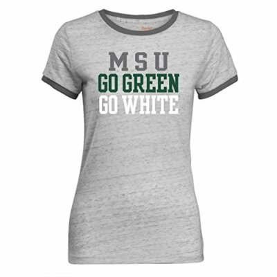 NCAA Tomboy Women's Ringer Short Sleeve TeeMichigan State SpartansCharcoalLarge
