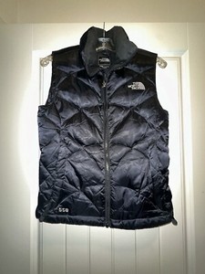 The North Face Women Down Fill 550 Vest Puffer Size XS Black Zip Up Jacket