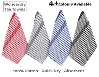 A & B TRADERS Pack of 15 WonderDry 100% Cotton Tea Towels Set Kitchen Cleaning Dish Cloths