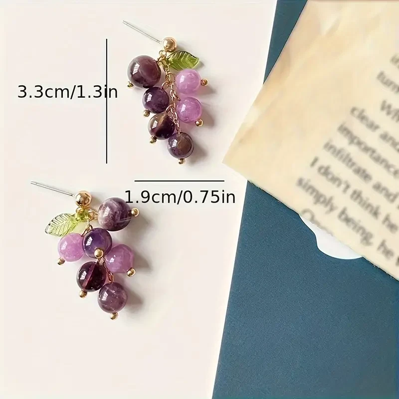 Moda Pendientes Colgantes Púrpura Cristal Artificial Uva Joyería Únicos Mujeres Nuevos Foto 3 de 4