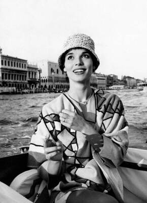 portrait beautiful Italian actress Elsa Martinelli who board motor- Old Photo