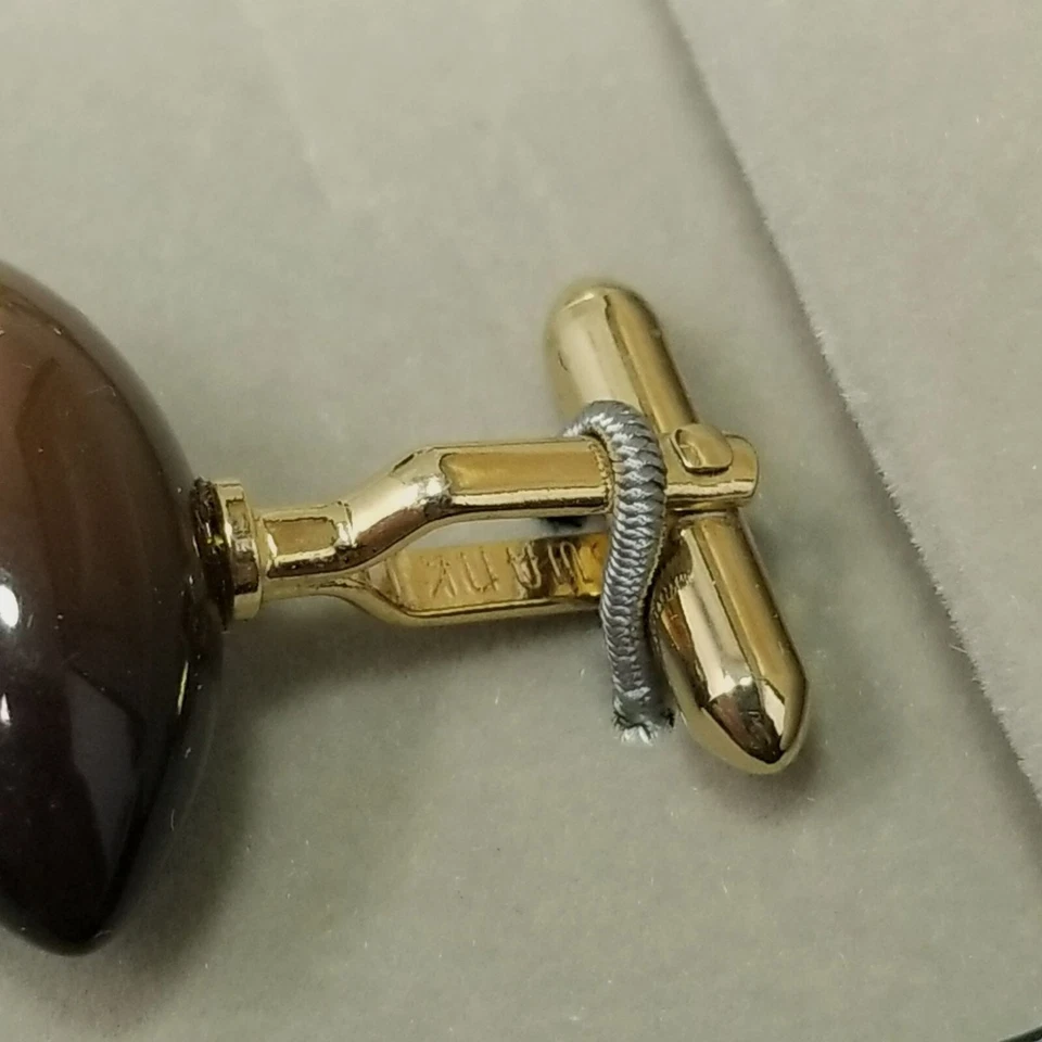 Vintage Swank Brown Lucite Moonglow Cufflinks Football Shape in Box - Image 4 of 4