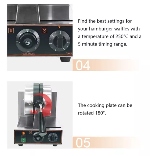 Burger Waffle Maker Machine Commercial Electric Hamburger Panini Press Making US - Picture 19 of 25
