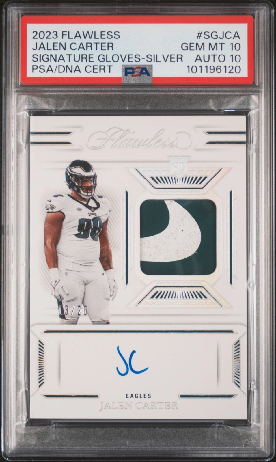 Jalen Carter Panini Flawless Signature Gloves #SGJCA Silver