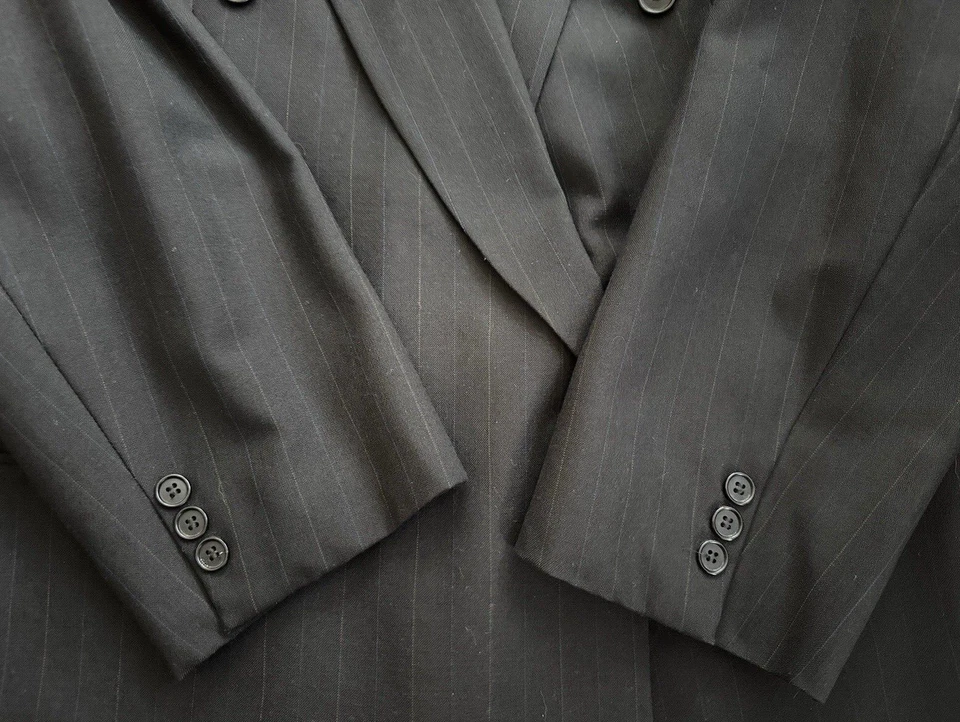 Terno vintage Pierre Balmain peito duplo 46L de comprimento - 33W x 31L lã preta Euc - Imagem 3 de 4