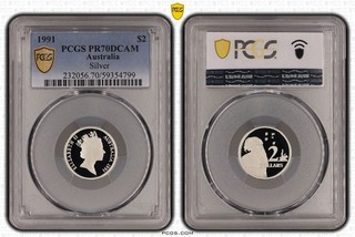 PCGS 1991 Australia $2 Silver PR70DCAM
