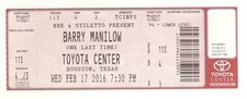 Barry Manilow 2/17/16 Houston TX Toyota Center Rare Ticket!
