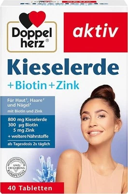 DOPELHERZ Doppelherz Kieselerde + Biotin + Zink | für Haut und Haare | 40 Tabletten