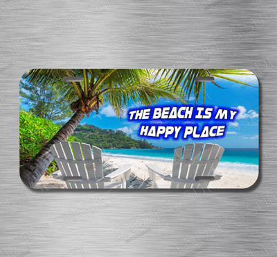 NEW The Beach is my happy place Ocean Palms Travel  License Plate CAR SUV Truck