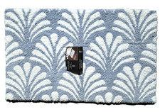 RACHEL ZOE BLUE,WHITE PALM LEAF FAN DESIGN BATH RUG CARPET,FLOOR MAT -20"x32"