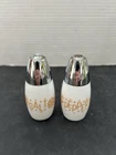 Vintage GEMCO Milk Glass Salt & Pepper Shaker Gold Butterfly