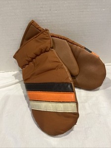 Vintage Mittens Kids Size Brown And Orange Black Vintage Flare!