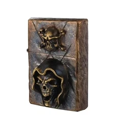 Zorro 902 Rare Antique Vintage Brass Skull Edition Kerosene Lighter Flint Wheel