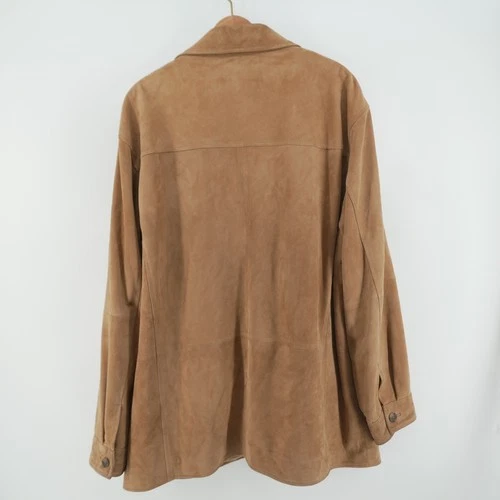 Brooks Brothers 346 Suede Jacket Mens XL Tan Genuine Leather Button Front Coat image 5