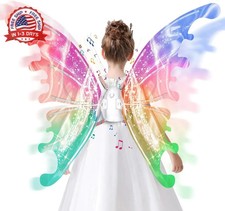 Electric Fairy Wings for Girls, Light Up Moving Butterfly Wings with LED