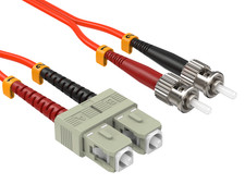 2m OM1 SC to ST UPC Duplex Corning Fiber Optic Cable MultiMode 62.5/125 OFNR ...