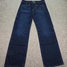 We The Free People Wide Leg Jeans Dark Wash Patch Pockets Size 28 Indigo NWOT