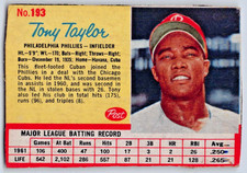 1962 Post Cereal Tony Taylor #193 Philadelphia Phillies Baseball Card Vintage