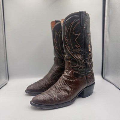 O  Sullivan Men s 9.5 Leather Western Pull-On Boots Brown/Black Embroidered