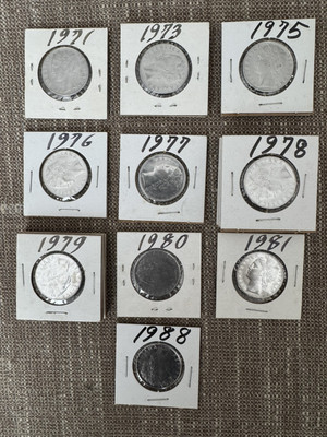 L.100 Repvbblica Italiana  R  Coins 1973-1988