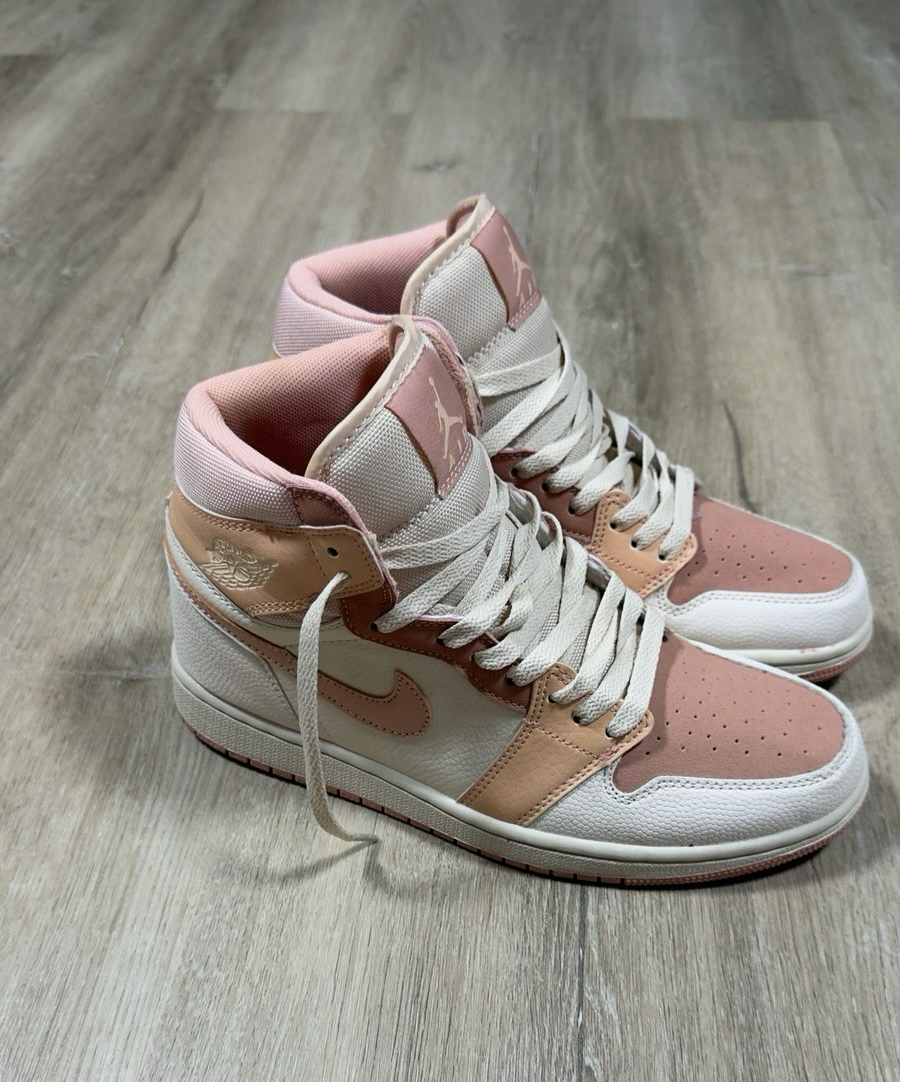 Nike Air Jordan 1 Mid Shoes Men's Size 8.5 Apricot White Sneakers