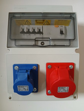 Wall mounted distribution board,  industrial CEE Socket. 3 Phase RCD hook up,