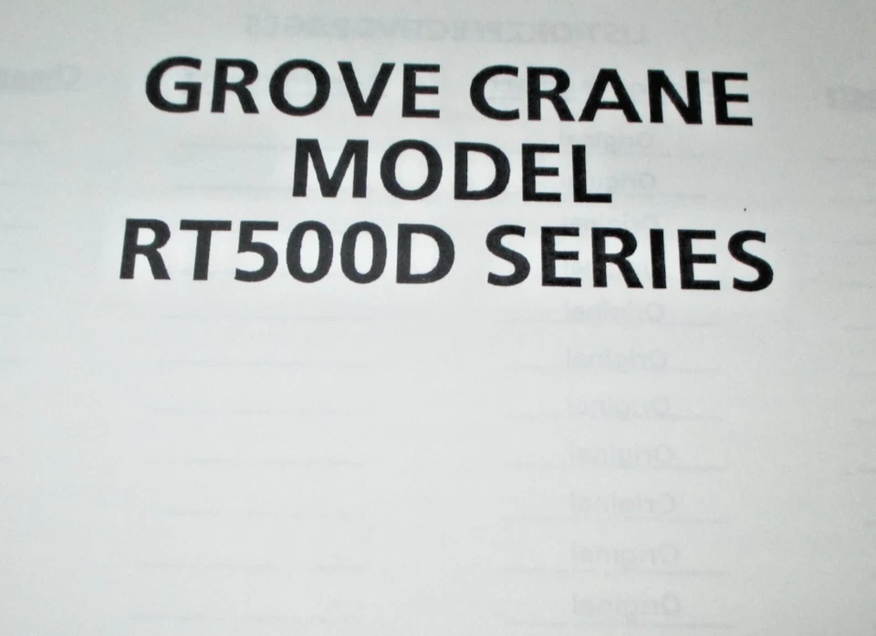 Manual de taller de reparación de taller de mantenimiento de grúa Grove serie RT500D 1-95 Foto 2 de 4