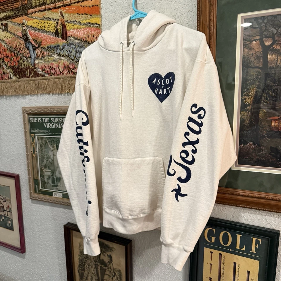 NWOT Sold Out Ascot And Hart California Texas Designer Cream Hoodie Size Medium - Image 4 of 4