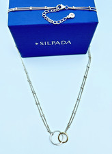 Silpada Sterling Silver  14kgp PAGOSA Linked Circles Double Bead Chain Necklace