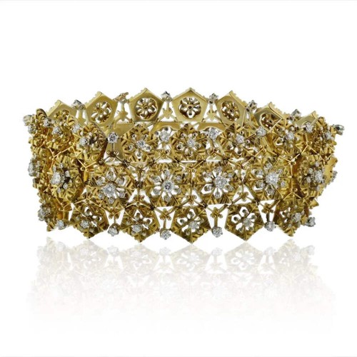 Van Cleef & Arpels Circa 1950's Platinum & 18K Yellow Gold Snowflake Diamond Bra