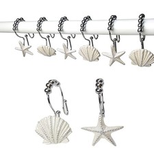 Starfish  Seashell Stainless Steel Rust Resistant Double Hooks Glide Shower ...