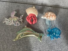 Nautical Holiday Decor Lot 5 Rustic Coastal Fish Shell Ornaments Farmhouse Beach