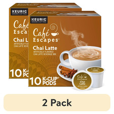  2 pack Caf  Escapes, Chai Latte K-Cup Coffee Pods, 10 Count
