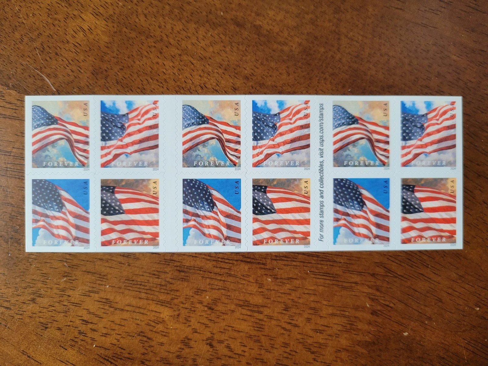 20 FOREVER FIRST CLASS LETTER STAMPS FLAG  STAMPS MNH 2024 BOOK PANE
