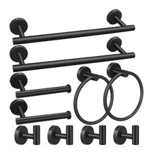 10-Pack Bathroom Hardware Set with 16 In. Hand Towel Bars, Toilet Paper Holders,