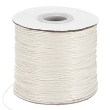 175 Yards 0.8mm Waxed Polyester Cord with Spool for Jewelry Making, Pure White