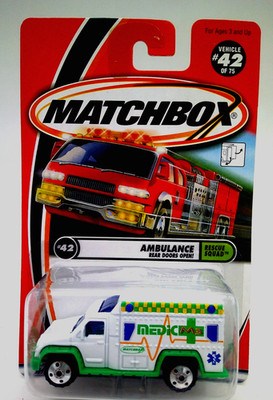 Matchbox 2000 ''AMBULANCE REAR DOORS OPEN!'' RESCUE SQUAD - #42 OF 100