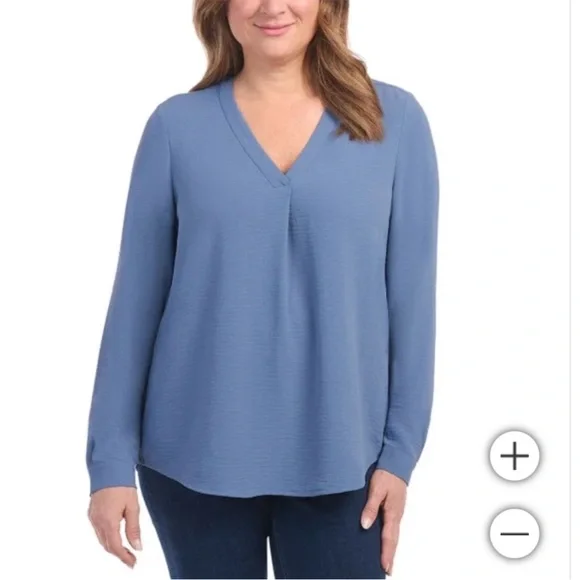 Dalia Long Sleeve Crepe Blouse in Wild Wind Blue, L | eBay