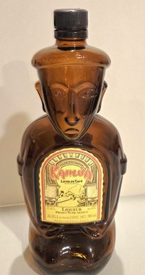 Vintage Kahlua Heritage Edition Tiki Aztec Empty Brown Mexico Bottle 745ml clean