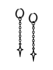 Gothic Punk Black Spike Hoop Star Earrings, Gothic Grunge Emo Earrings, Christma