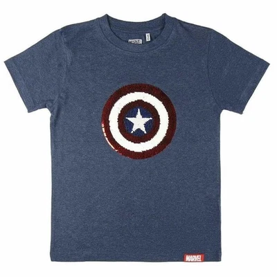 Captain America T-Shirt Jungen Kinder Wendepailletten marineblau Gr. 128 - 164 - Bild 1 von 4