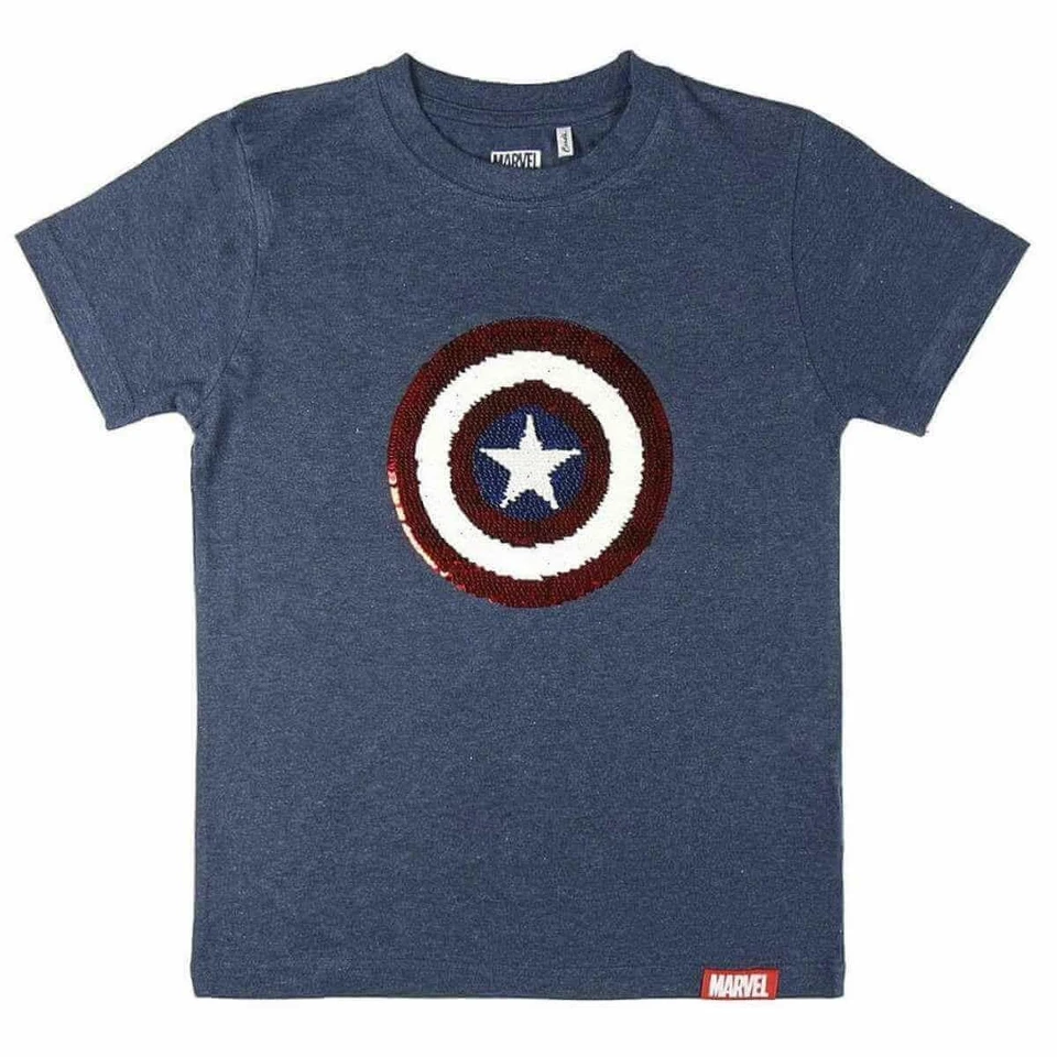 Captain America T-Shirt Jungen Kinder Wendepailletten marineblau Gr. 128 - 164 - Bild 1 von 4