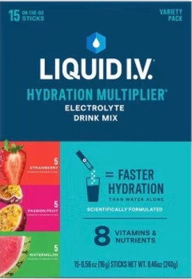 Liquid I.V. Hydration Variety 45 ct Strawberry Watermelon Passion fruit